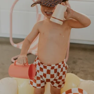 Short de bain | Damier camel