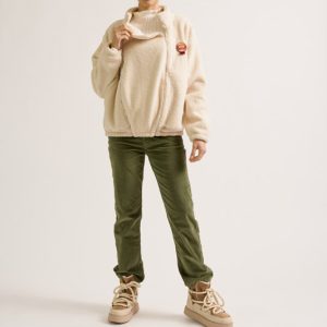 Veste polaire de grossesse et portage mixte Beige